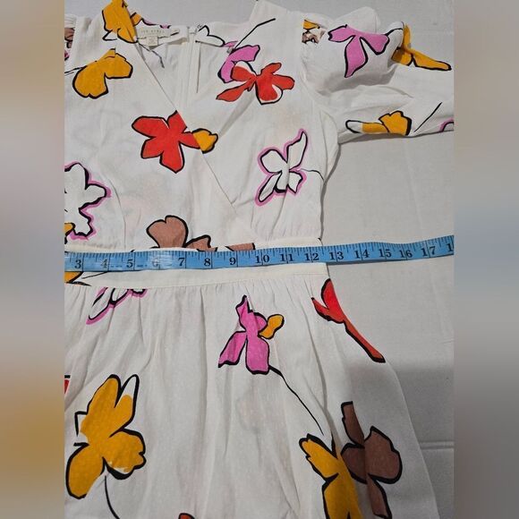 Ted Baker White Floral Wrapping Mini Dress Size 0 - Picture 8 of 13